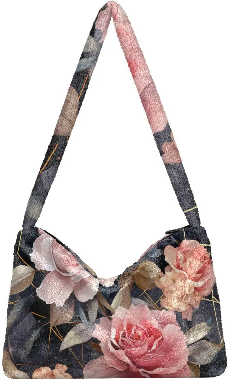 Exotic Tropical Vrctor Hawaiian Plants Shoulder Bag, Plush Hand Bag, Autumn Handbags