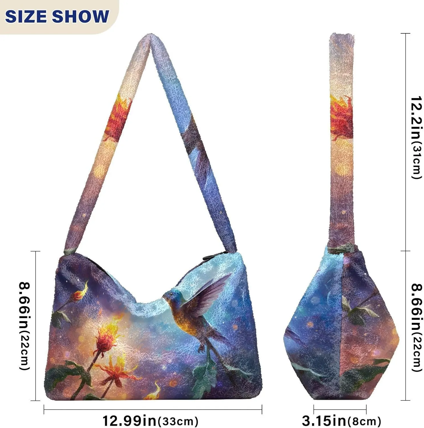 Exotic Tropical Vrctor Hawaiian Plants Shoulder Bag, Plush Hand Bag, Autumn Handbags