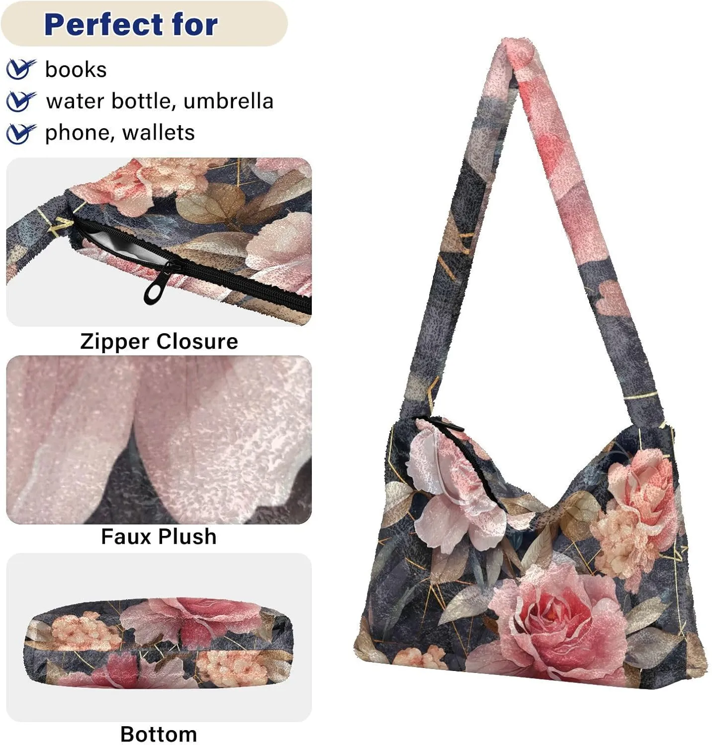 Exotic Tropical Vrctor Hawaiian Plants Shoulder Bag, Plush Hand Bag, Autumn Handbags