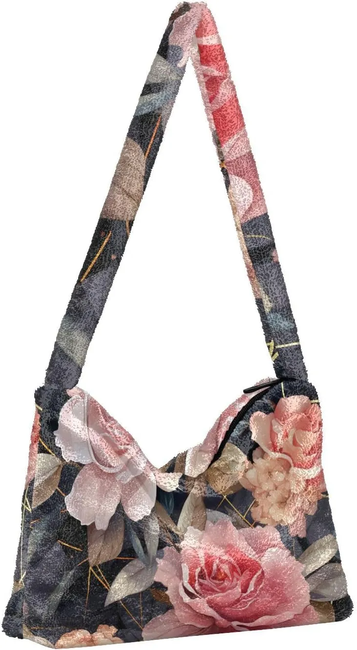 Exotic Tropical Vrctor Hawaiian Plants Shoulder Bag, Plush Hand Bag, Autumn Handbags