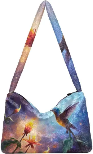 Exotic Tropical Vrctor Hawaiian Plants Shoulder Bag, Plush Hand Bag, Autumn Handbags