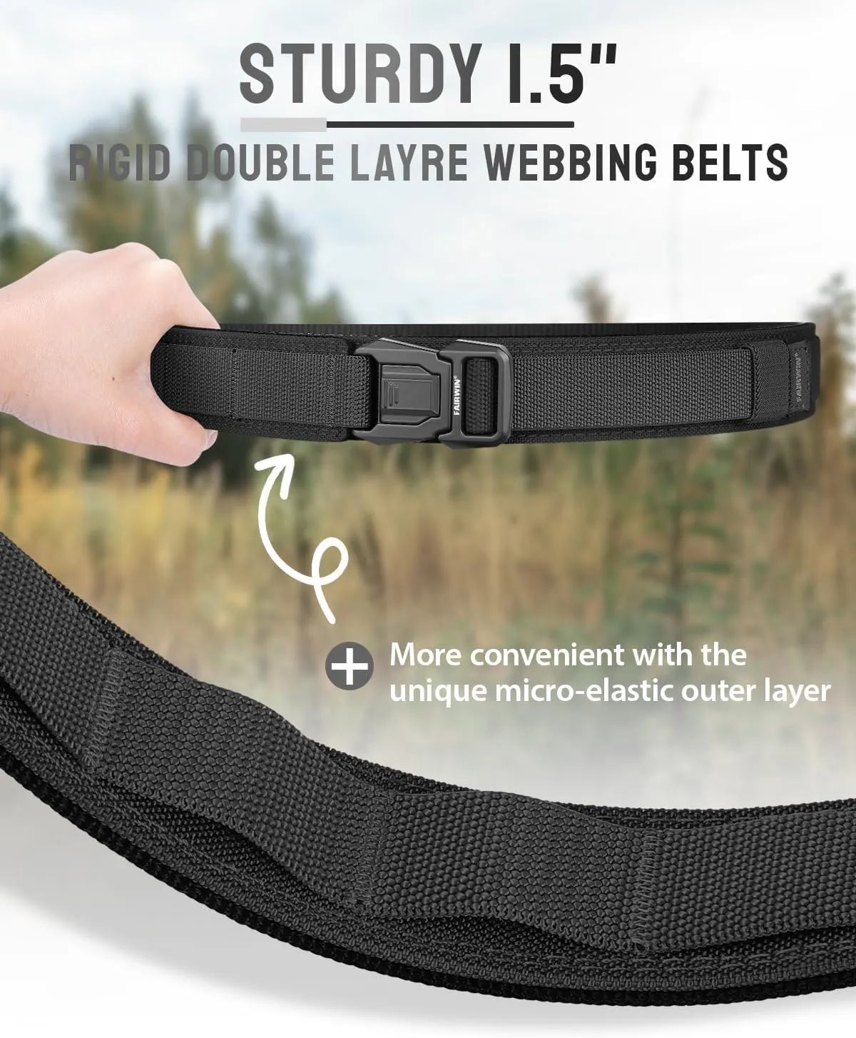 FAIRWIN Duty Belt, Tactical Battle Molle 1.5 Inch Carry Belts for Men with Quick Release Seatbelt Buckle