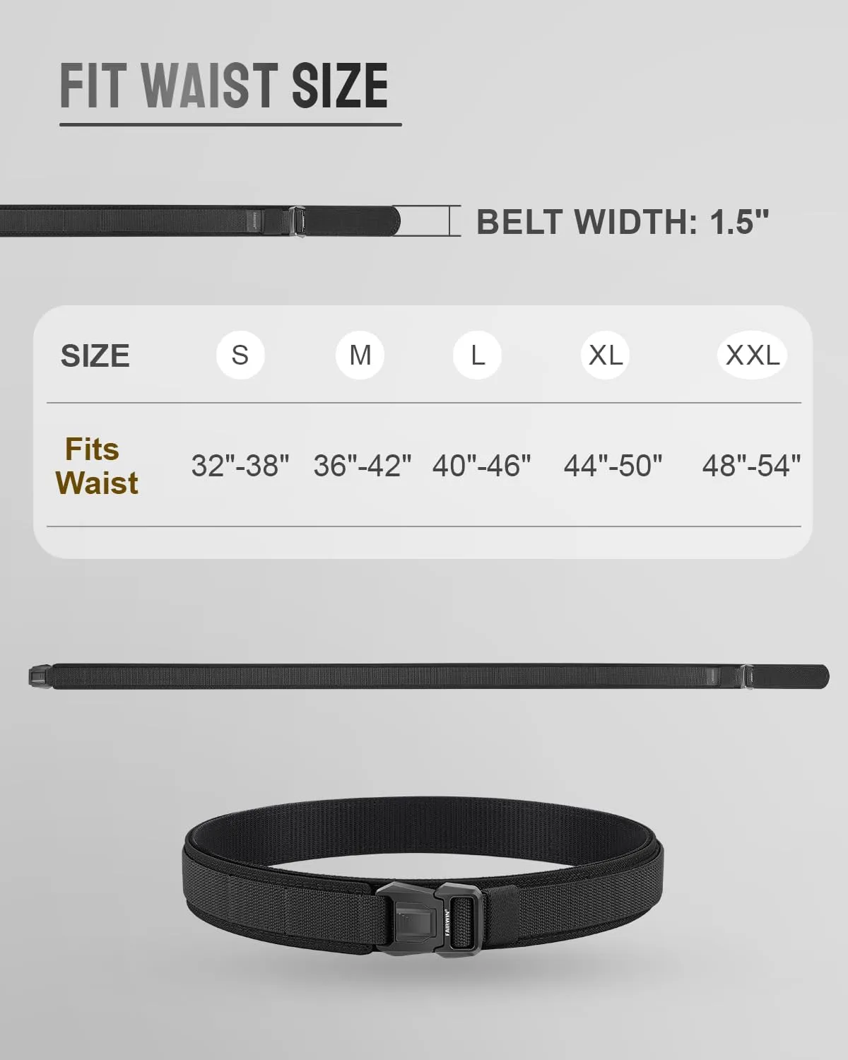 FAIRWIN Duty Belt, Tactical Battle Molle 1.5 Inch Carry Belts for Men with Quick Release Seatbelt Buckle