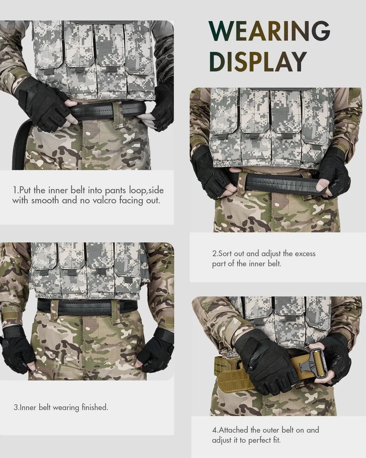 FAIRWIN Tactical Balttle Molle Rigger Belt with Quick Release Buckle - 2 Inch Heavy Duty Carry Combat Belts for Men