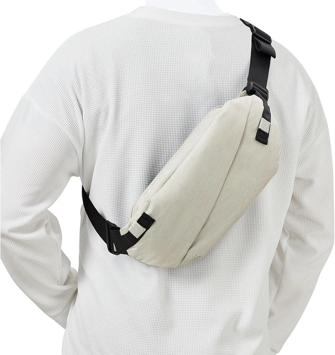 Fanny Pack for Mens Crossbody Bag, Sling Bag for Women Waist Packs Anti Theft Cross Body Belt Bag with Adjustable Strap for Running Sports Hiking Cycling Travel Walking - Beige