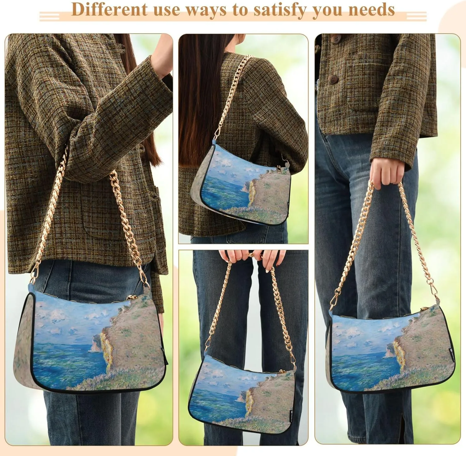 Fantasy Mermaid under Sea Tote Bag Purse Hobo Tote Bag Womens Vintage Handbags Chain Small Shoulder Bag