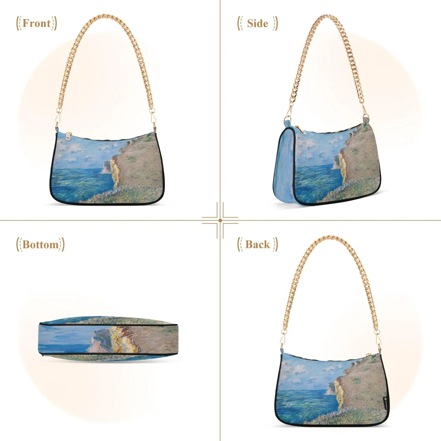 Fantasy Mermaid under Sea Tote Bag Purse Hobo Tote Bag Womens Vintage Handbags Chain Small Shoulder Bag
