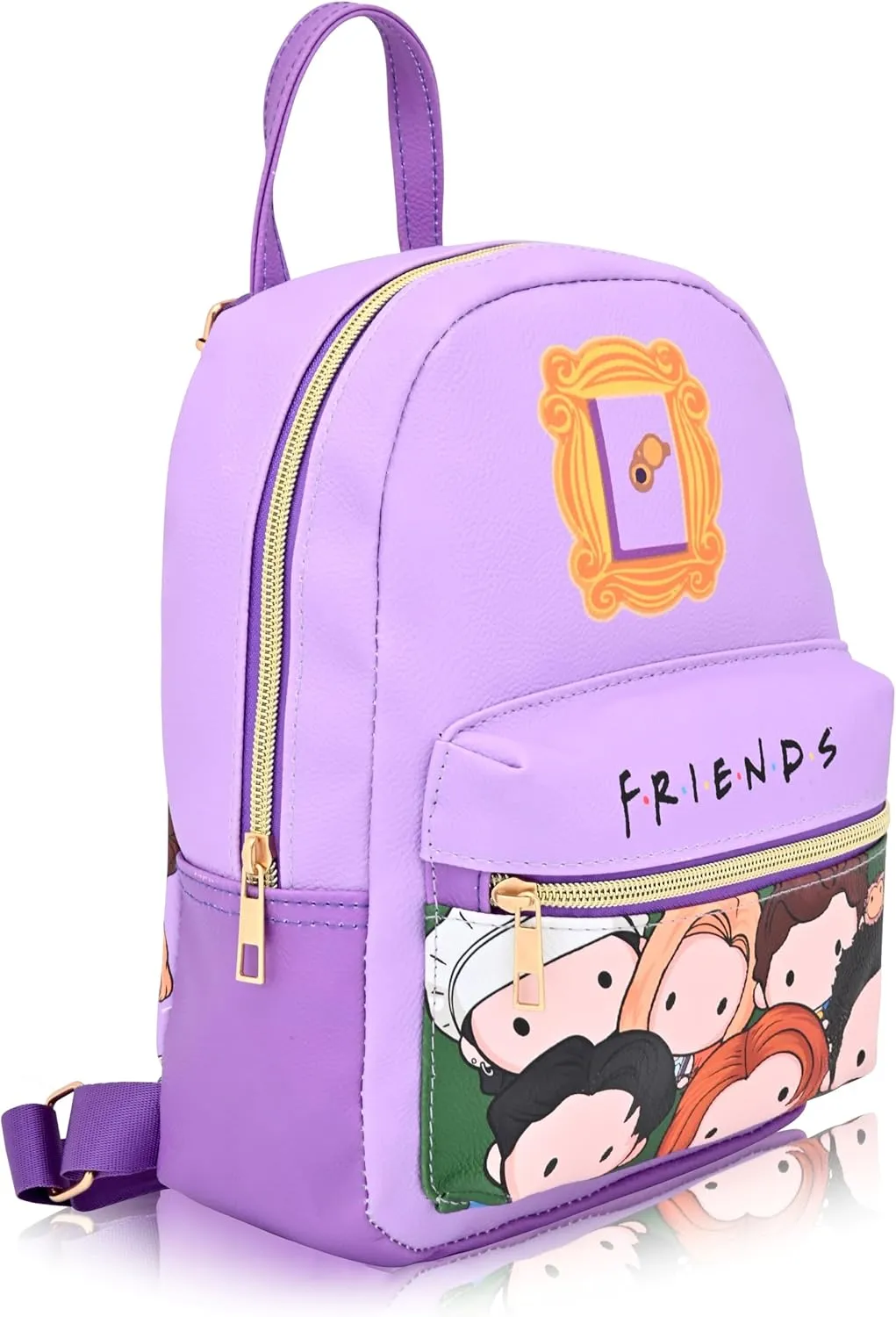 Fast Forward Friends 10" Mini Backpack Purse for Women, Men, Unisex | Cute PU Leather Shoulder Purse | Friends Bag and Accessories, FWPM26FN