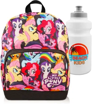 Fast Forward My Little Pony Mini Backpack Set - 10” Canvas My Little Pony Backpack with Front Pocket and Bottle | My Little Pony Backpack Bundle