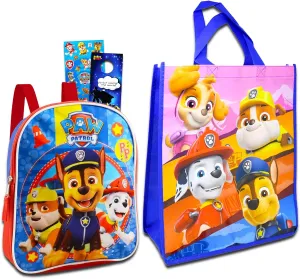 Fast Forward Paw Patrol Mini Backpack and Drawstring Bag Set - Bundle with 11" Paw Patrol Mini Backpack, Drawstring Bag, Stickers, More | Paw Patrol Backpack Toddler