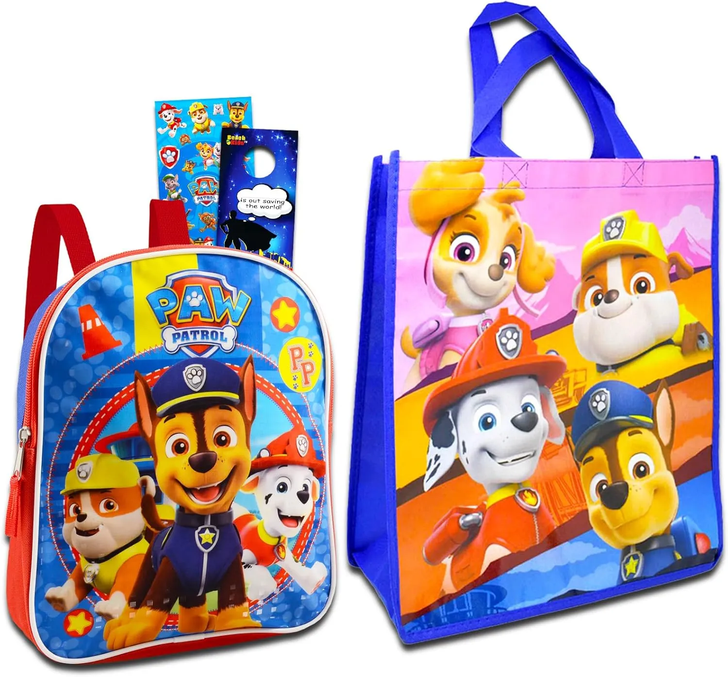 Fast Forward Paw Patrol Mini Backpack and Drawstring Bag Set - Bundle with 11" Paw Patrol Mini Backpack, Drawstring Bag, Stickers, More | Paw Patrol Backpack Toddler