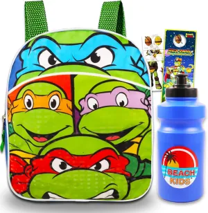 Fast Forward Teenage Mutant Ninja Turtles Mini Backpack for Boys, Girls Set - TMNT School Bag Bundle with 11" TMNT Backpack, Stickers, More | TMNT Backpack Preschool
