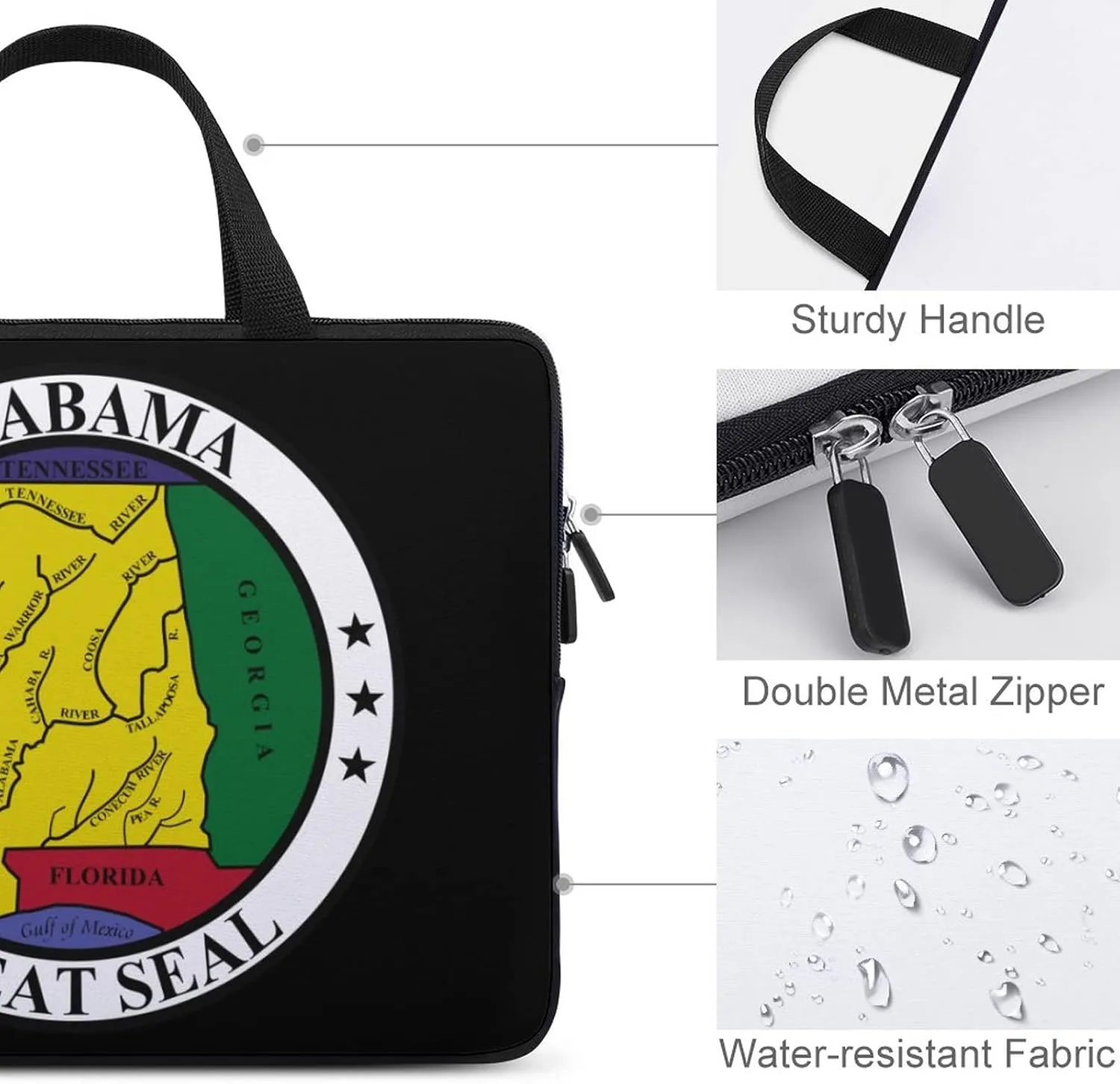Federal State of Alabama Seal Laptop Bag Laptop Case Sleeve Work Laptop Shoulder Bag Portable Travel Laptop Briefcase