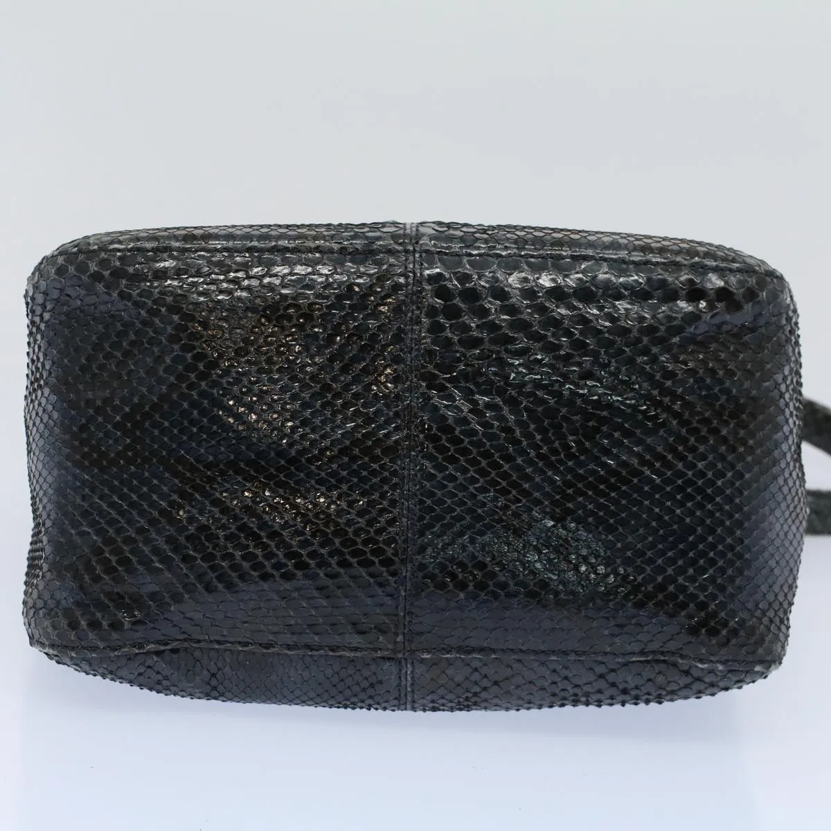 FENDI Snake Pattern Mamma Baguette Shoulder Bag Exotic leather Navy 55750