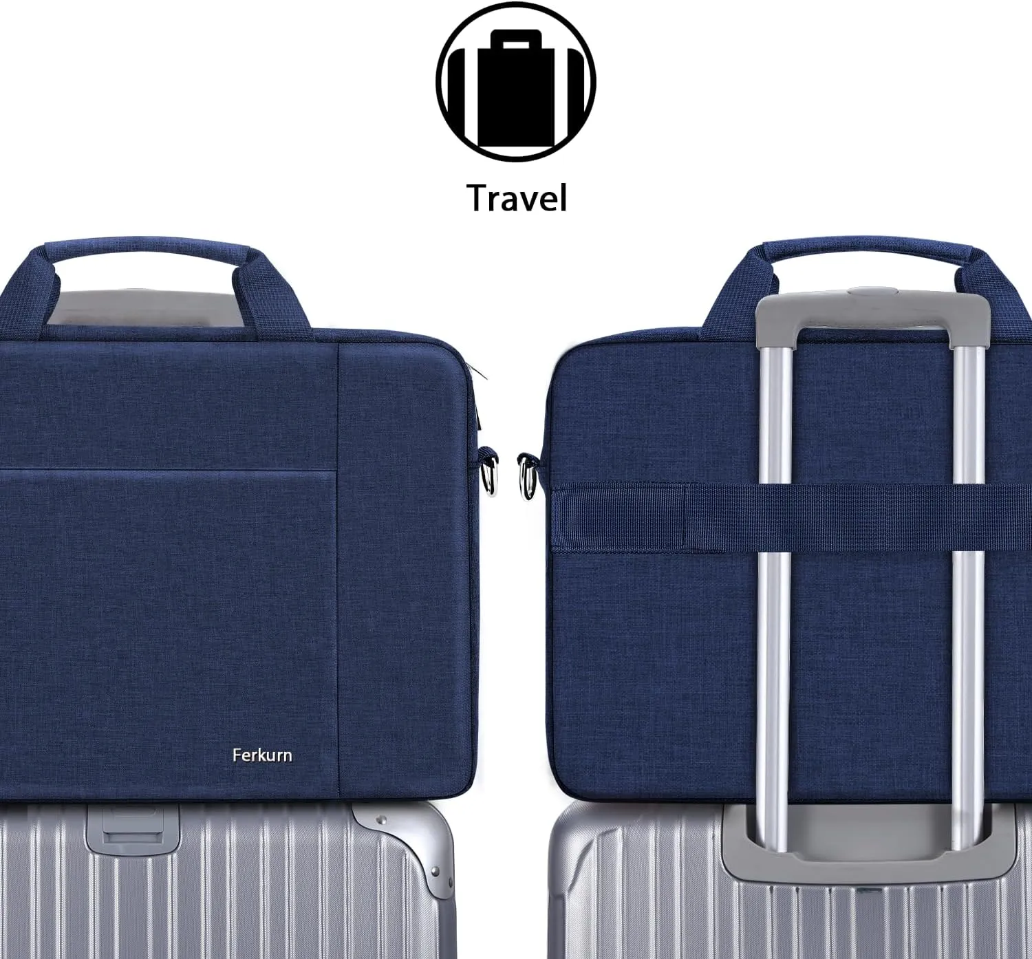 Ferkurn Laptop Bag Case for Women Men Computer Bag Compatible with HP Envy Pavilion Omen/LG Gram/MSI/Dell Inspiron XPS/Lenovo/Acer, Shoulder Strap Carrying Messenger Briefcase, Blue, 15.6 16 Inch
