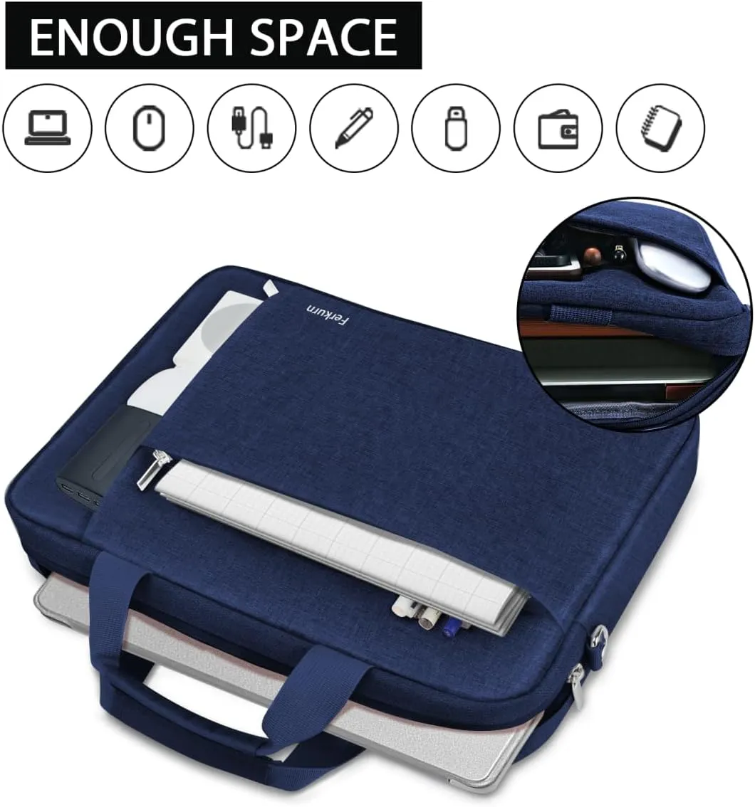 Ferkurn Laptop Bag Case for Women Men Computer Bag Compatible with HP Envy Pavilion Omen/LG Gram/MSI/Dell Inspiron XPS/Lenovo/Acer, Shoulder Strap Carrying Messenger Briefcase, Blue, 15.6 16 Inch