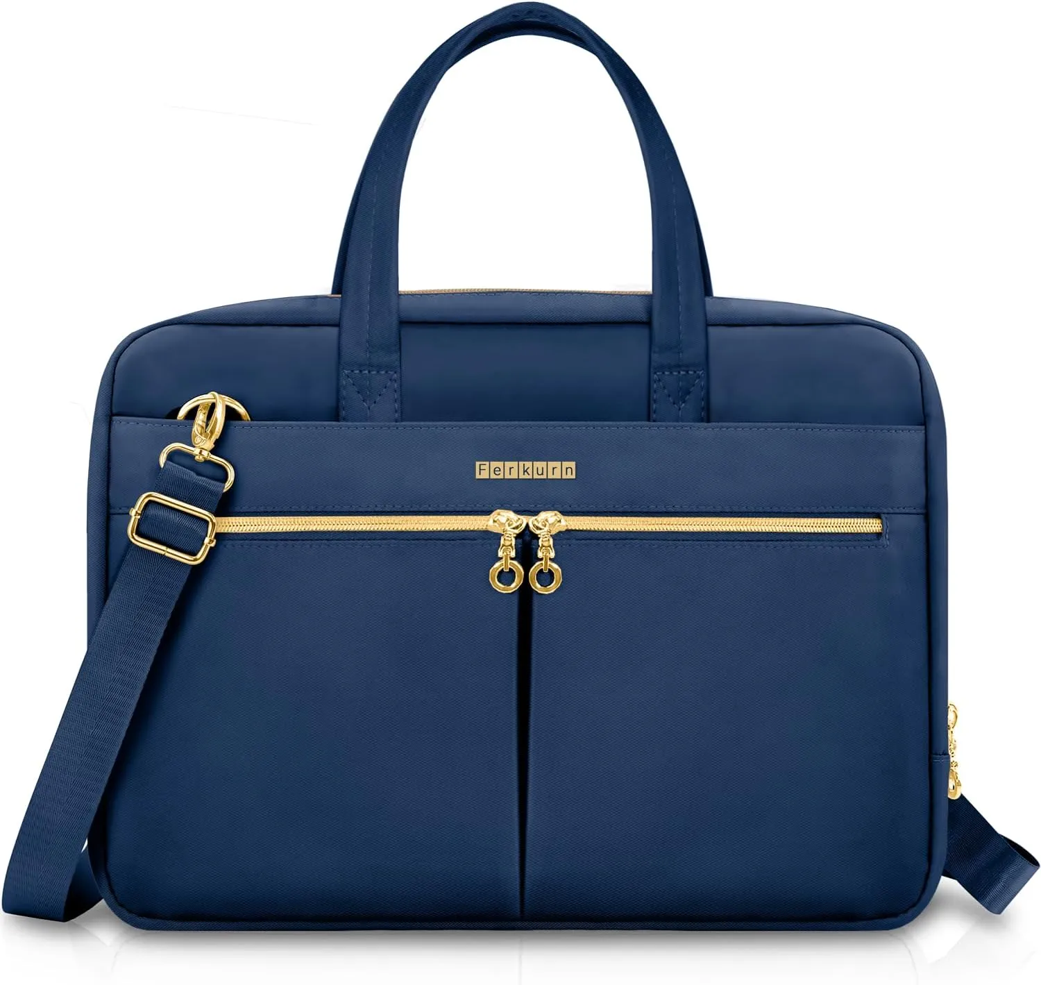 Ferkurn Laptop Bag Case Women Men Computer Bag Compatible with MacBook/HP/LG/Dell, Shoulder Strap Slim Carrying Messenger Briefcase, Blue, 15.6-16 Inch
