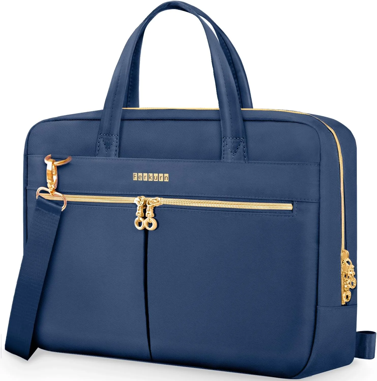 Ferkurn Laptop Bag Case Women Men Computer Bag Compatible with MacBook/HP/LG/Dell, Shoulder Strap Slim Carrying Messenger Briefcase, Blue, 15.6-16 Inch