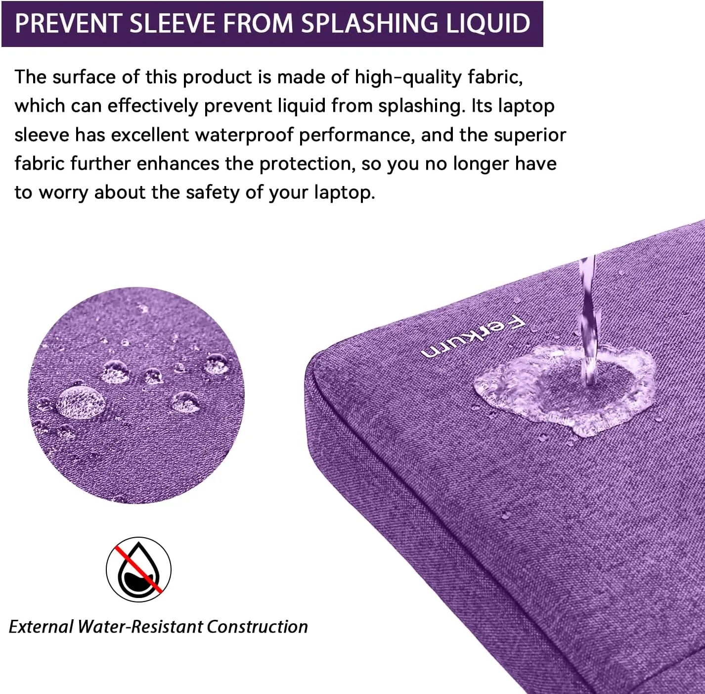 Ferkurn Laptop Bag Case Women Men Computer Sleeve with Shoulder Compatible with HP Envy Pavilion/Inspiron/Thinkpad/Vivobook/MSI/Surface,Waterproof Briefcase with Handle, Purple, 17 17.3 Inch