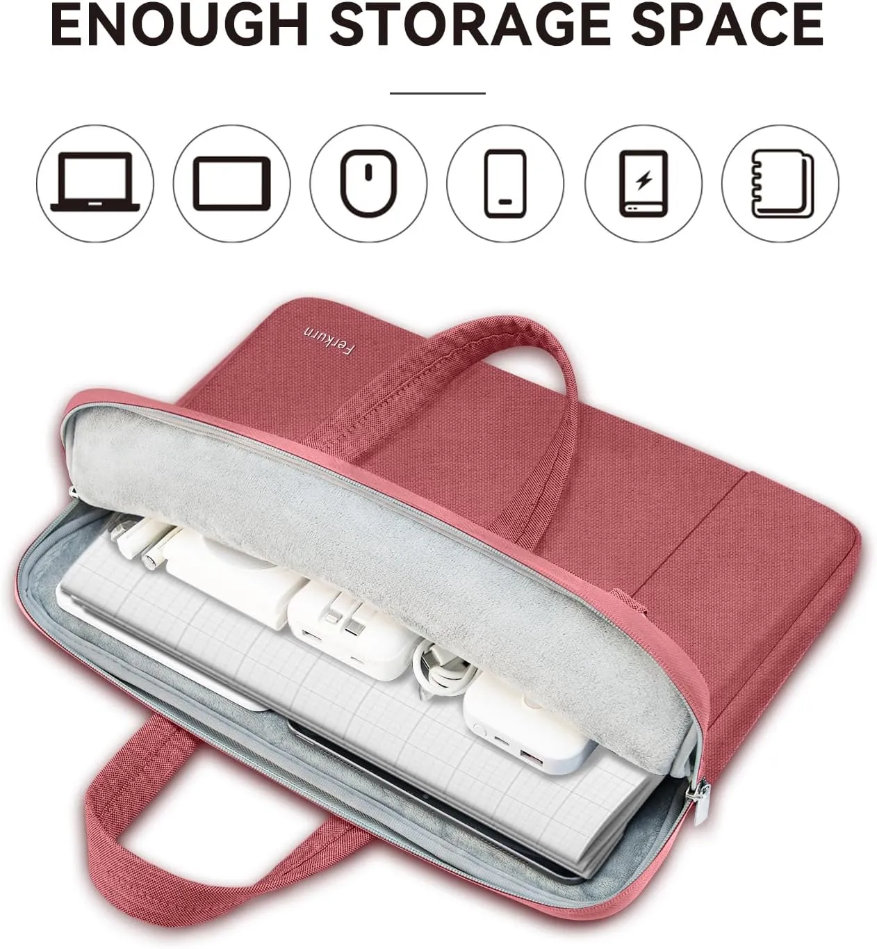 Ferkurn Laptop Bag Case Women Men Computer Sleeve with Shoulder Compatible with HP Envy Pavilion/Inspiron/Thinkpad/Vivobook/MSI/Surface,Waterproof Briefcase with Handle, Red, 15 15.6 Inch