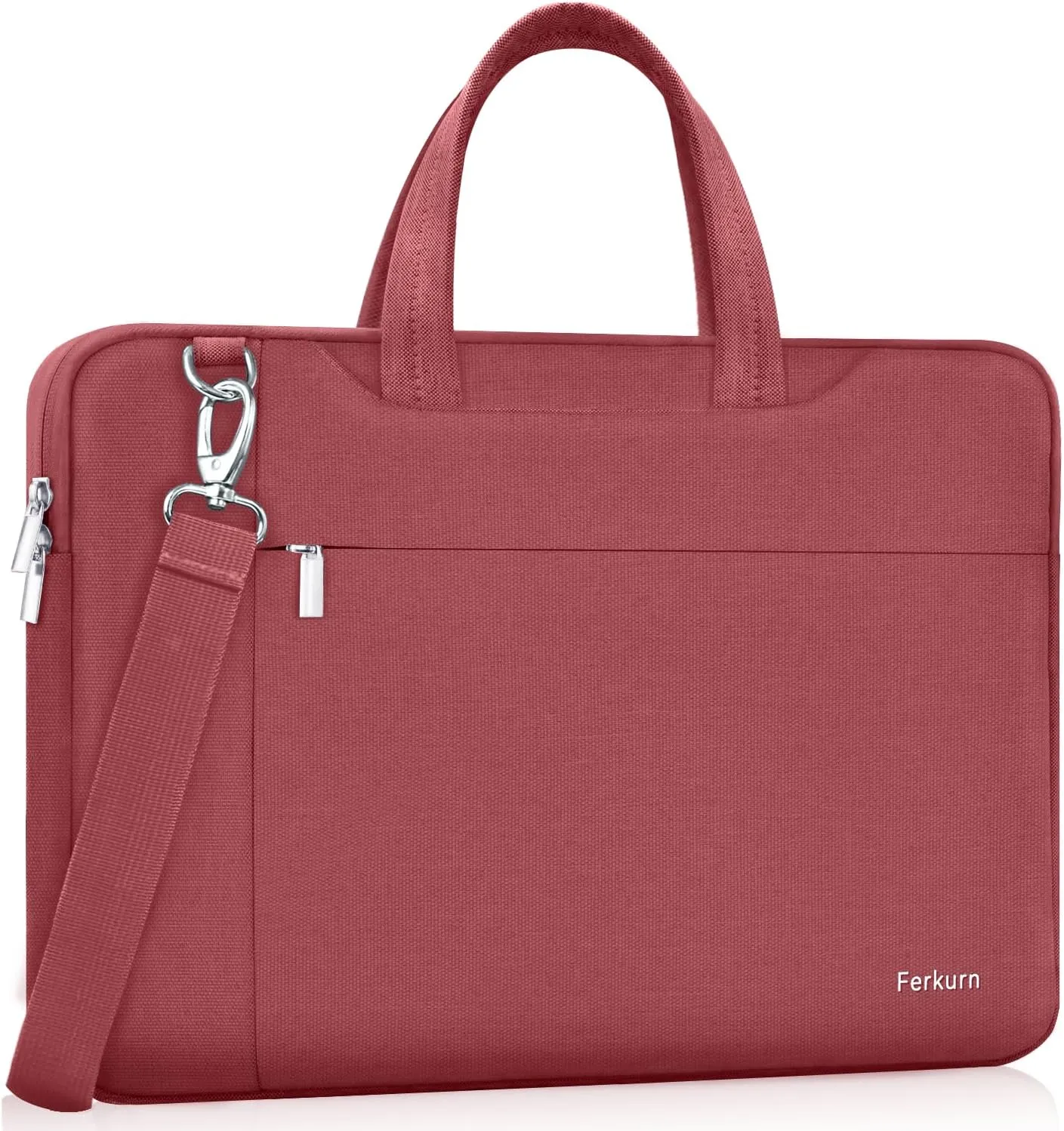 Ferkurn Laptop Bag Case Women Men Computer Sleeve with Shoulder Compatible with HP Envy Pavilion/Inspiron/Thinkpad/Vivobook/MSI/Surface,Waterproof Briefcase with Handle, Red, 15 15.6 Inch