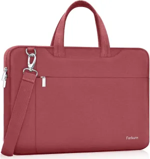 Ferkurn Laptop Bag Case Women Men Computer Sleeve with Shoulder Compatible with HP Envy Pavilion/Inspiron/Thinkpad/Vivobook/MSI/Surface,Waterproof Briefcase with Handle, Red, 15 15.6 Inch