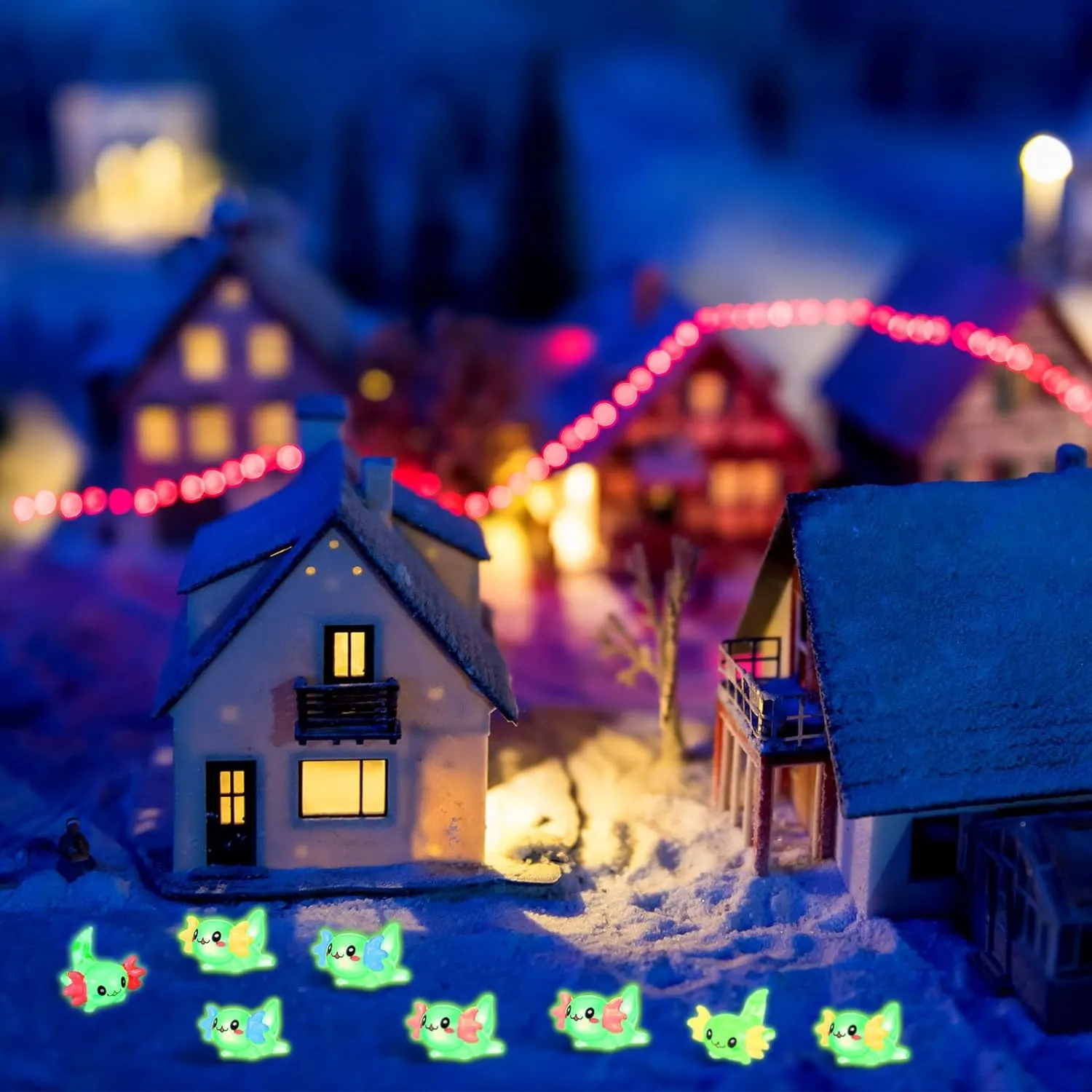 Ferraycle 150 Pcs Luminous Mini Resin Axolotl Charm Axolotl Tiny Animal Figurine for DIY Landscape Garden Dollhouse Birthday Party Decoration Ornament