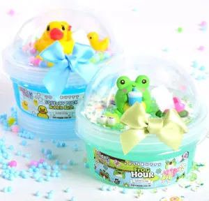 FINOCLAY Blue Clear Slime 2 Pack Soft Crunchy Sensory Toy for Kids, Premium Duck Slime Set with Foam Ball Ultimate Gift for Girls & Boys Ages 8-12, Valentine's Day, Holidays & Party Favors