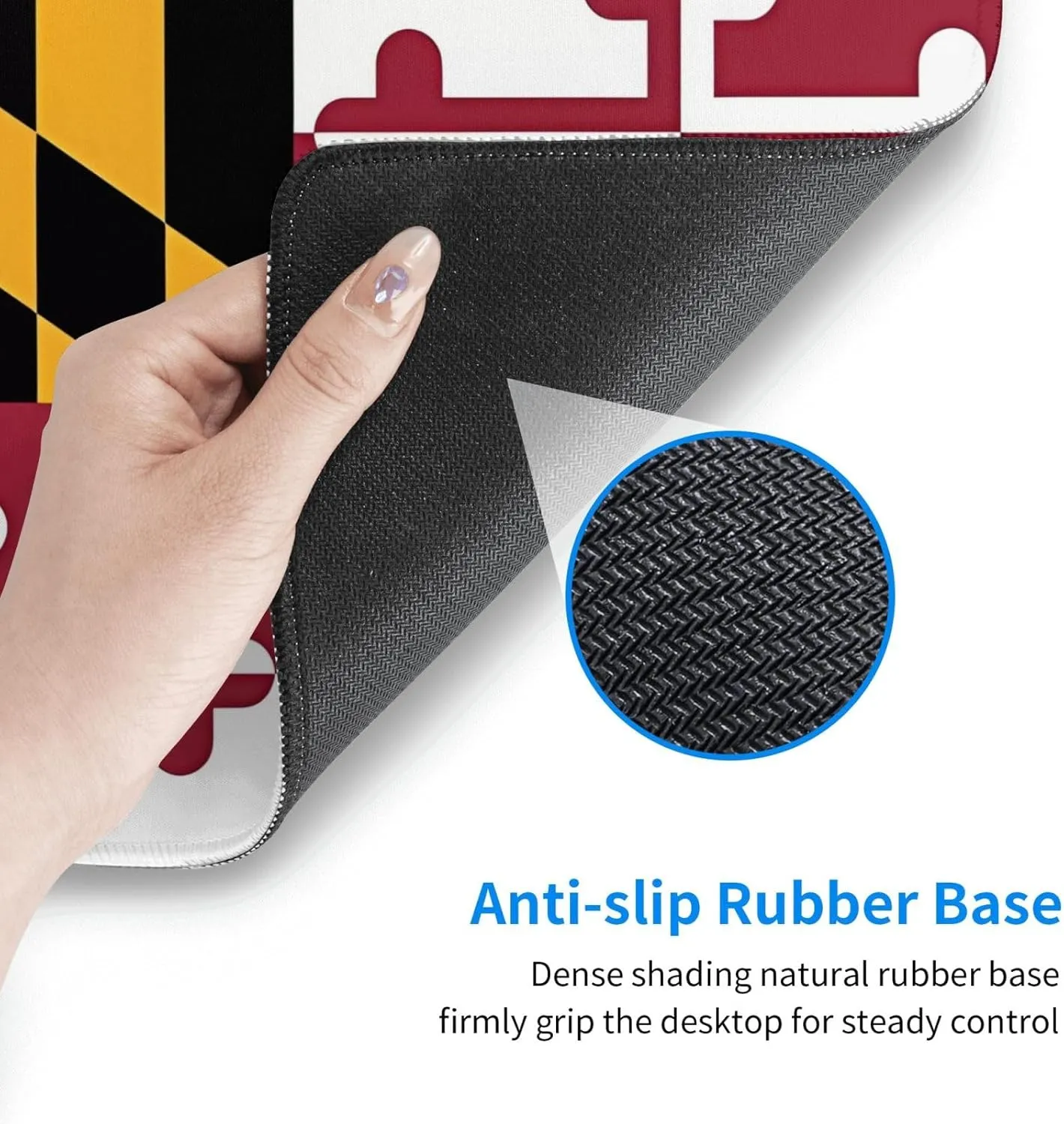 Flag of Maryland Non-Slip Desk Pad,Mouse Pad,Waterproof PVC Desk Table Protector, Easy Clean Laptop Desk Writing Mat for Office Work/Home/Decor
