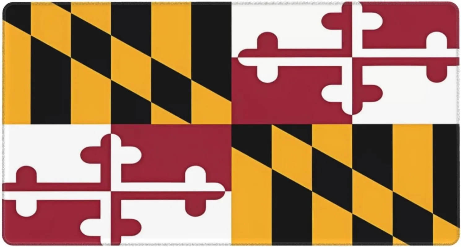 Flag of Maryland Non-Slip Desk Pad,Mouse Pad,Waterproof PVC Desk Table Protector, Easy Clean Laptop Desk Writing Mat for Office Work/Home/Decor