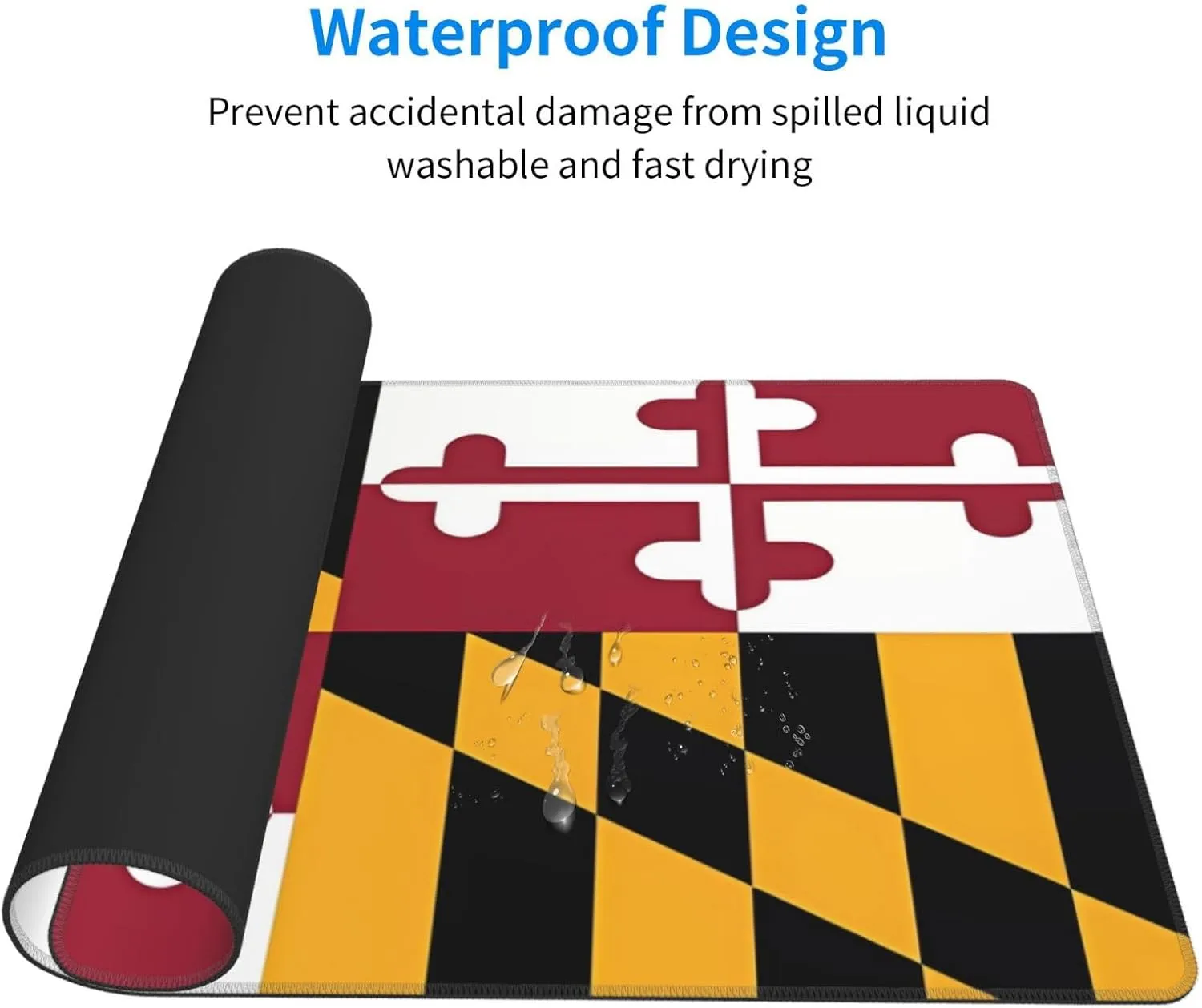Flag of Maryland Non-Slip Desk Pad,Mouse Pad,Waterproof PVC Desk Table Protector, Easy Clean Laptop Desk Writing Mat for Office Work/Home/Decor