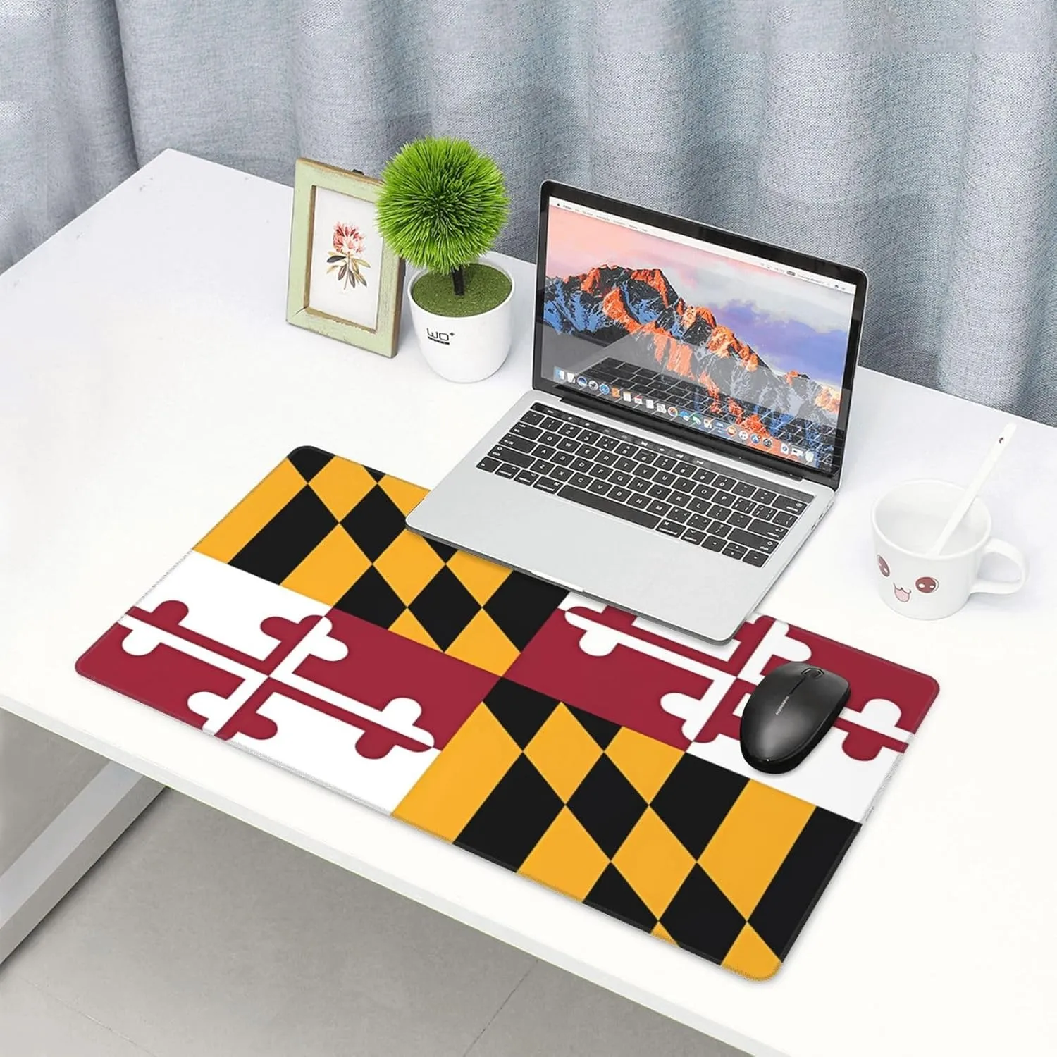 Flag of Maryland Non-Slip Desk Pad,Mouse Pad,Waterproof PVC Desk Table Protector, Easy Clean Laptop Desk Writing Mat for Office Work/Home/Decor