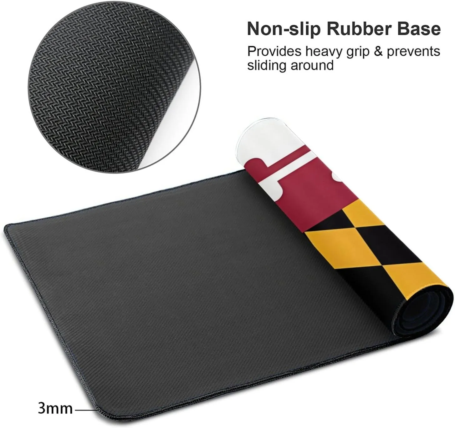 Flag of Maryland Non-Slip Desk Pad,Mouse Pad,Waterproof PVC Desk Table Protector, Easy Clean Laptop Desk Writing Mat for Office Work/Home/Decor