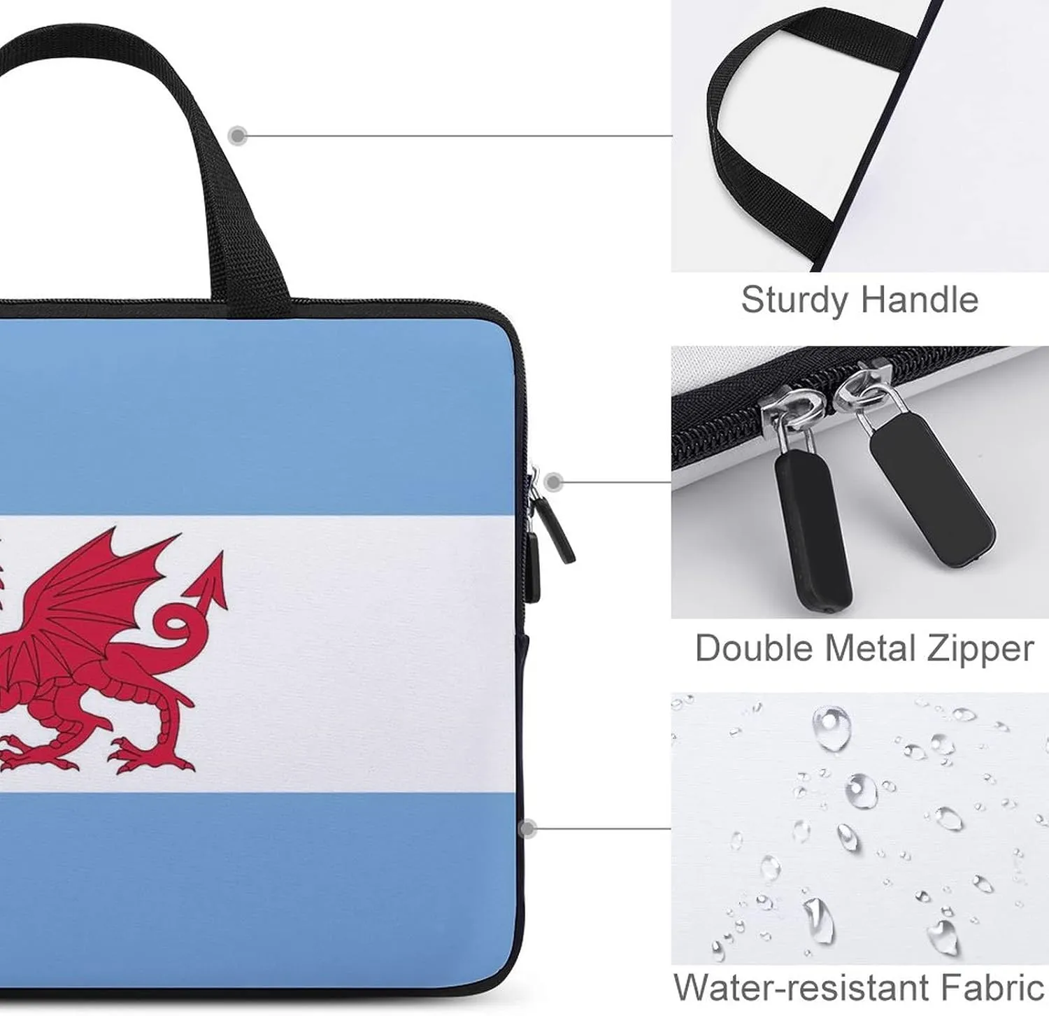 Flag of The Welsh Colony in Patagonia Laptop Bag Laptop Case Sleeve Work Laptop Shoulder Bag Portable Travel Laptop Briefcase