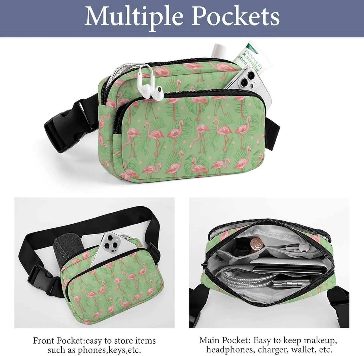 Flamingo Exotic Bird Unisex Fashion Fanny Pack Crossbody Bag Suitable for Traveling, Hiking, Daily Life, 20x13cm, style-11-4