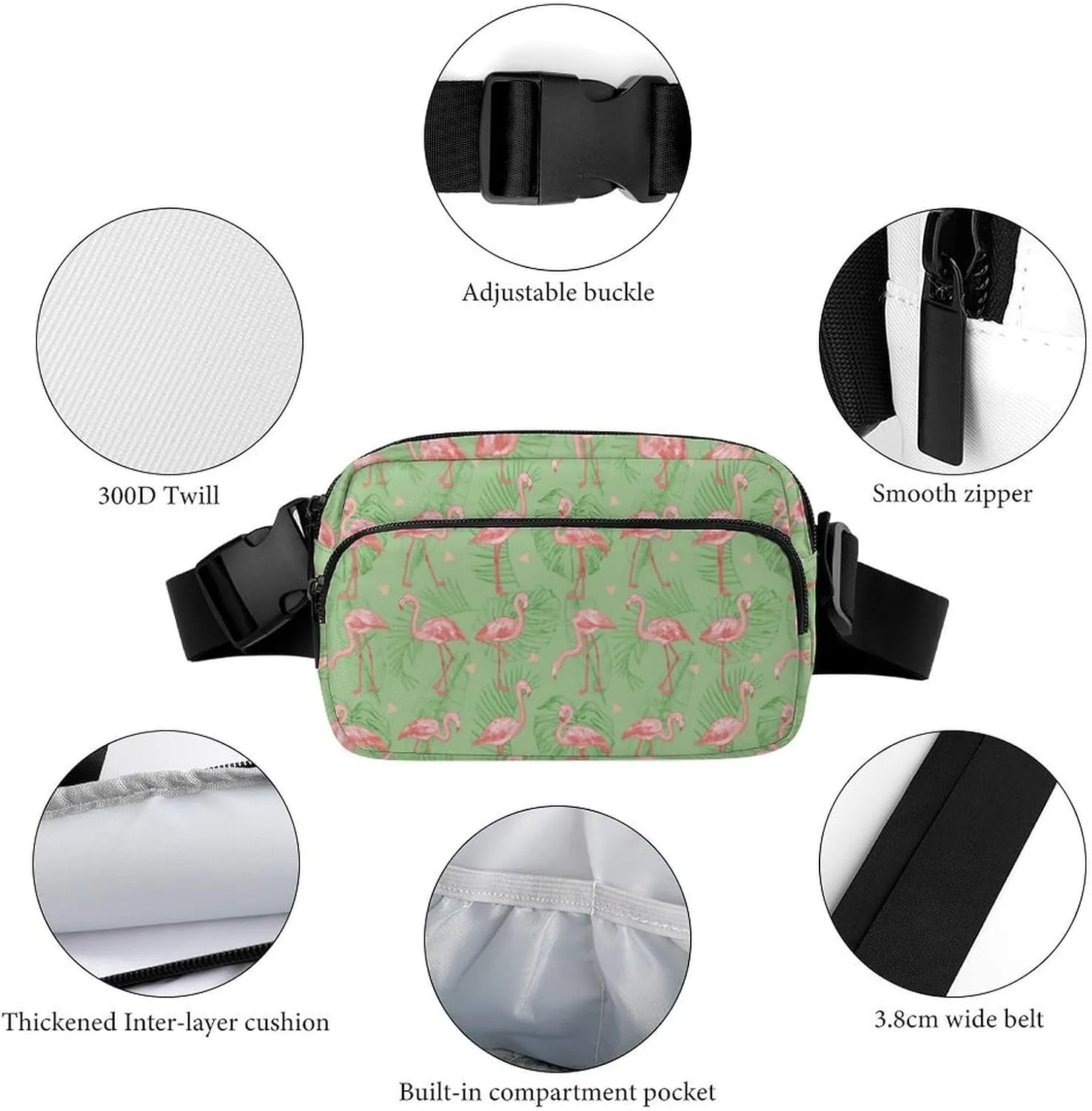 Flamingo Exotic Bird Unisex Fashion Fanny Pack Crossbody Bag Suitable for Traveling, Hiking, Daily Life, 20x13cm, style-11-4