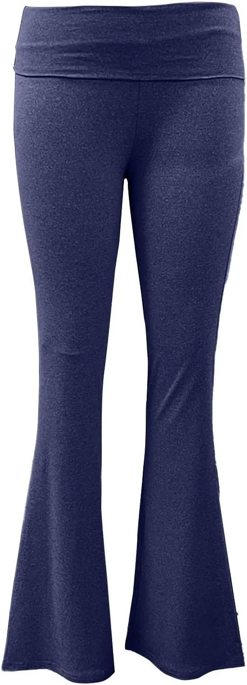 Flare Leggings for Women Fold Over Yoga Pants Y2K Low Rise Wide Leg Bell Bottom Trousers Soft Bootcut Skinny Legging