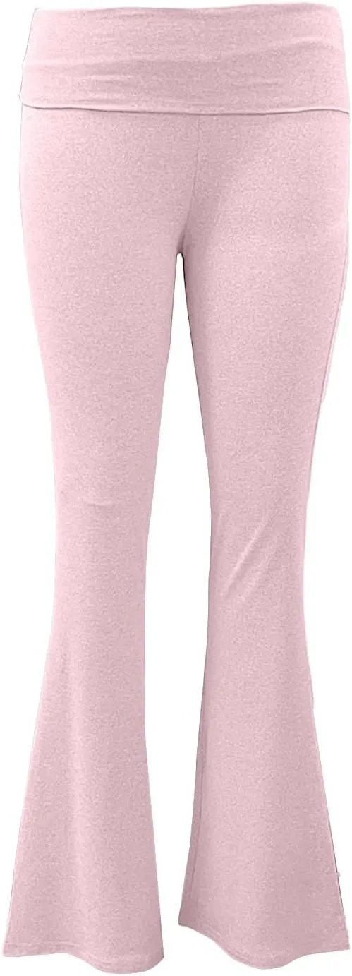Flare Leggings for Women Fold Over Yoga Pants Y2K Low Rise Wide Leg Bell Bottom Trousers Soft Bootcut Skinny Legging