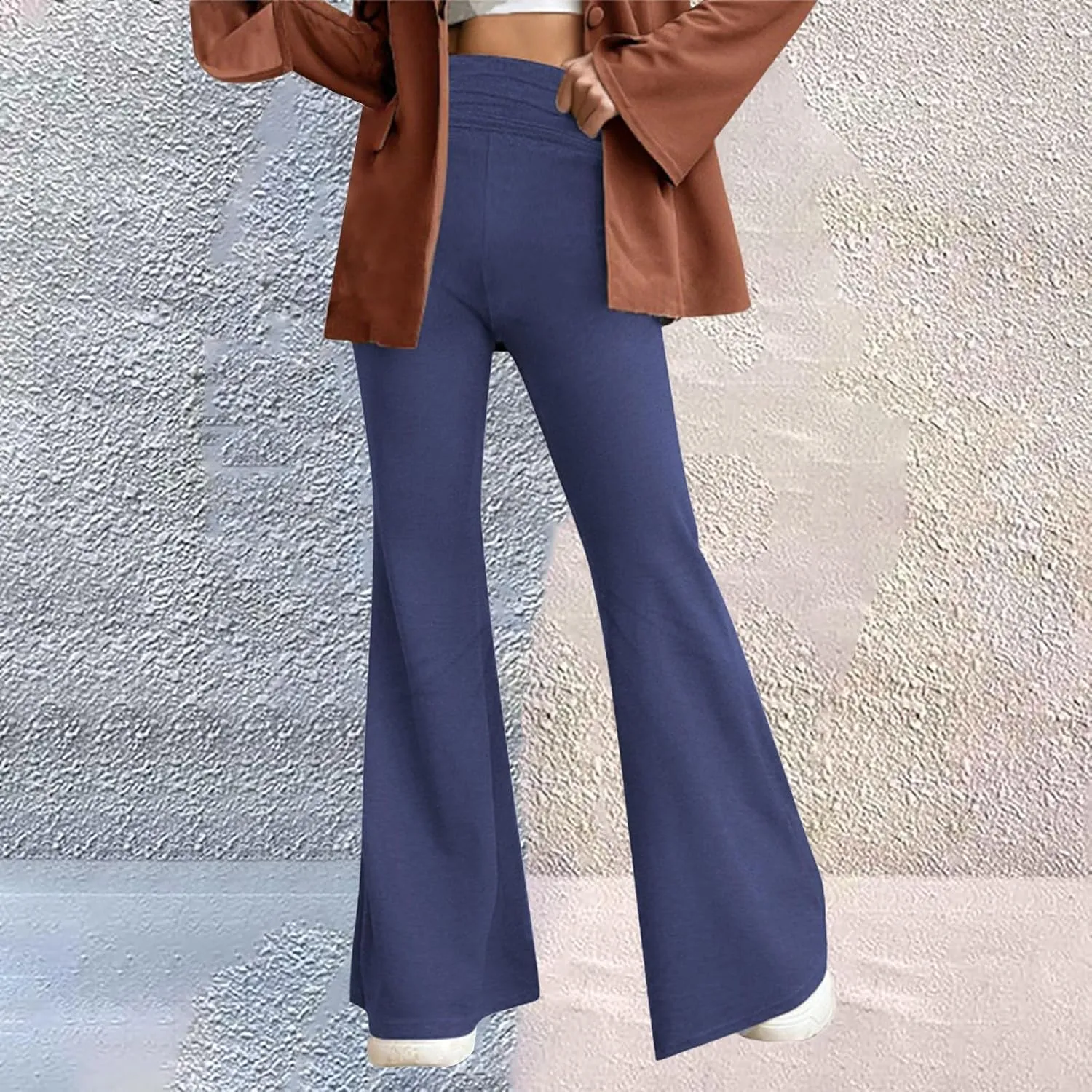 Flare Leggings for Women Fold Over Yoga Pants Y2K Low Rise Wide Leg Bell Bottom Trousers Soft Bootcut Skinny Legging