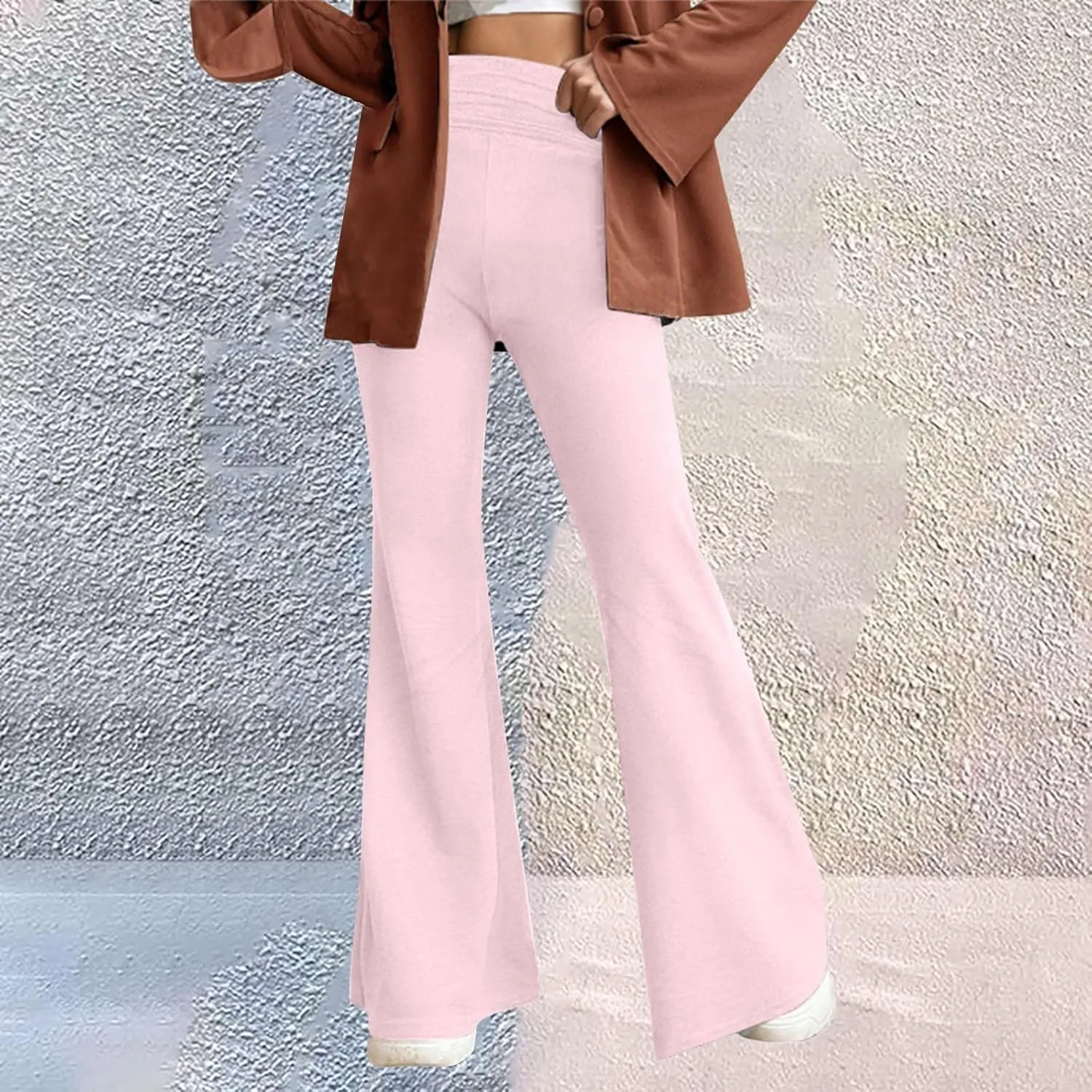 Flare Leggings for Women Fold Over Yoga Pants Y2K Low Rise Wide Leg Bell Bottom Trousers Soft Bootcut Skinny Legging
