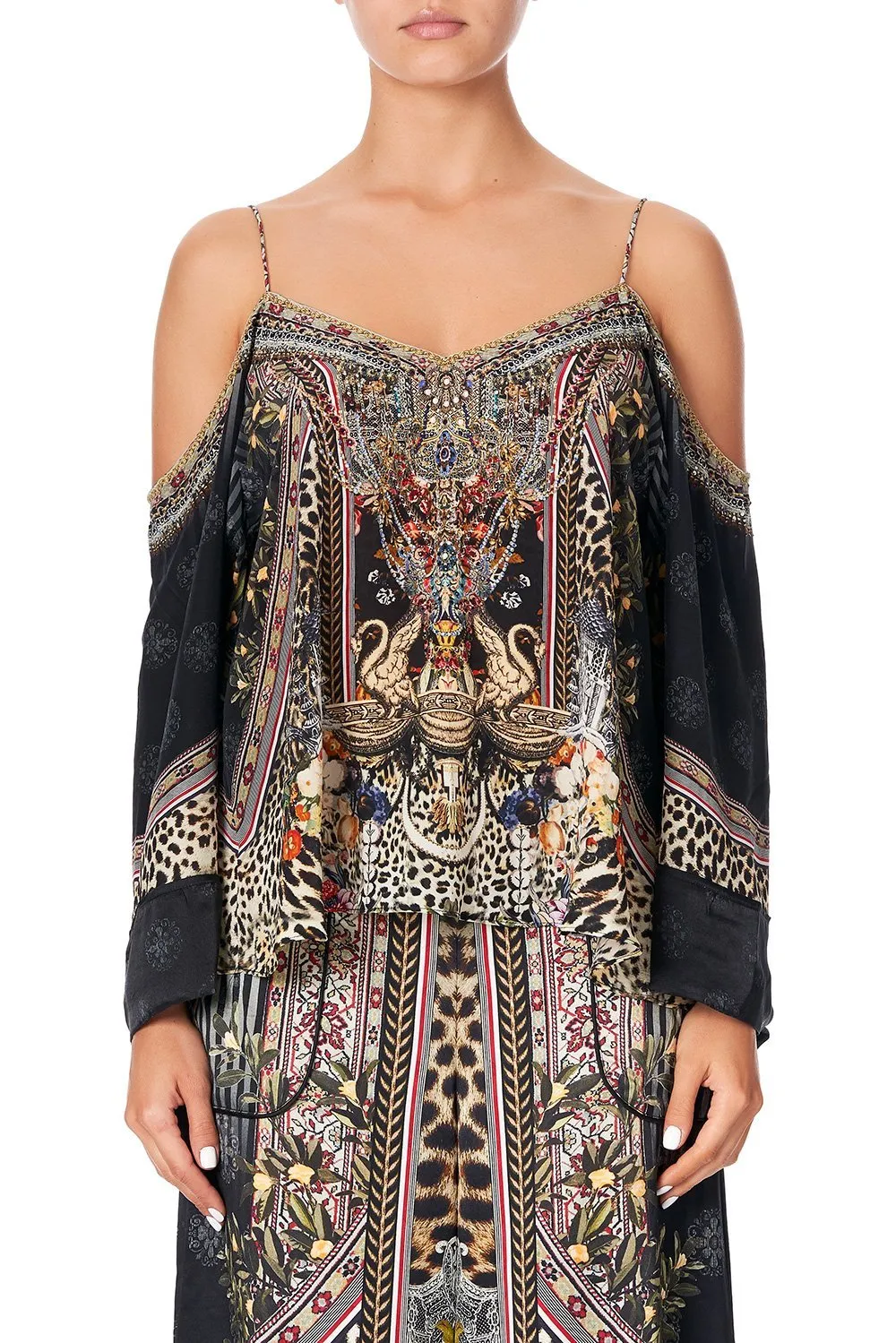 FLARE SLEEVE TOP MARAIS AT MIDNIGHT