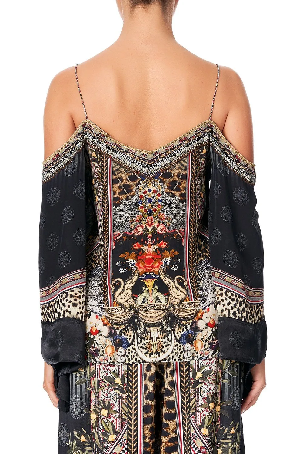 FLARE SLEEVE TOP MARAIS AT MIDNIGHT