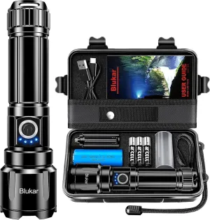 Flashlight Rechargeable, High Lumens Super Bright Flashlights - Zoomable, 5 Light Modes, IP67 Waterproof, Powerful Long Lasting Handheld Flash Light for Emergencies, Camping, Hiking