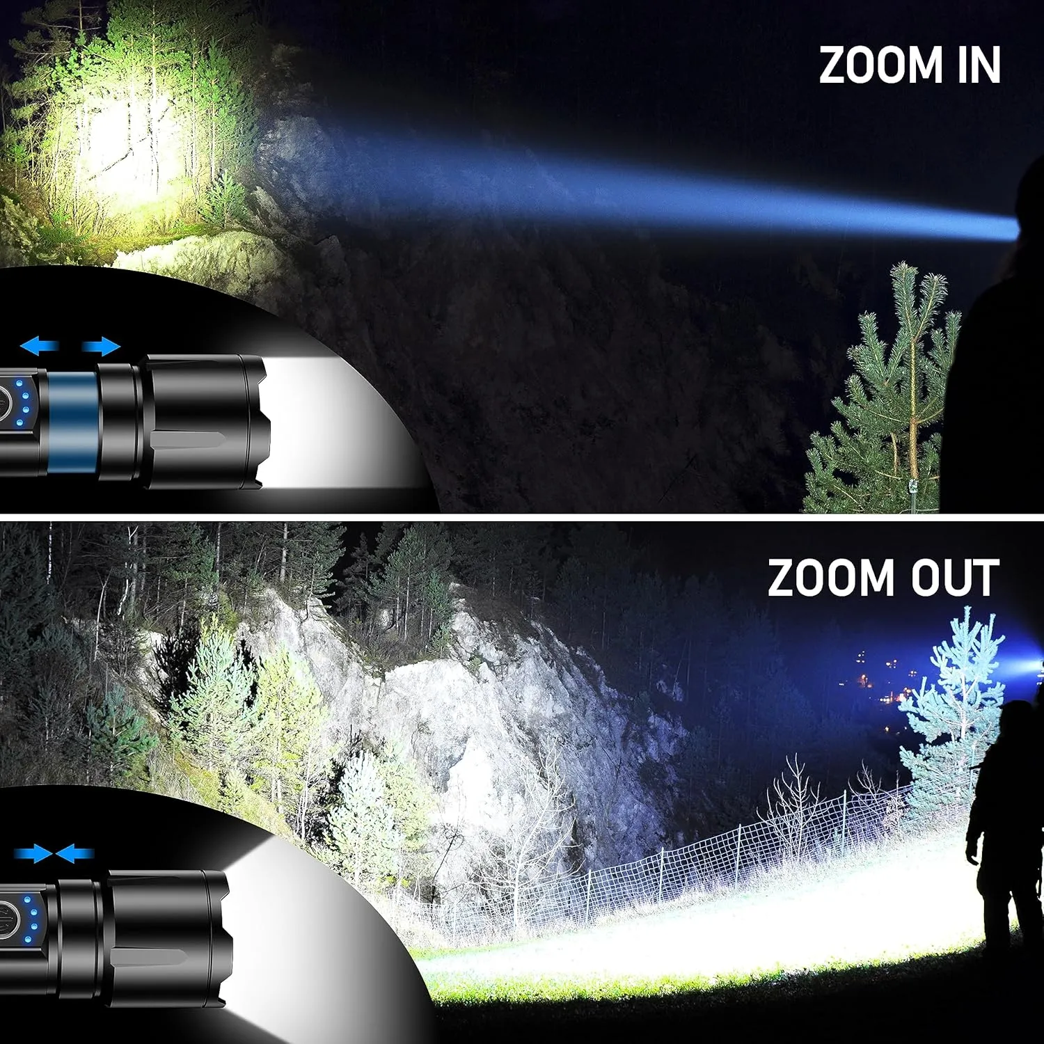 Flashlight Rechargeable, High Lumens Super Bright Flashlights - Zoomable, 5 Light Modes, IP67 Waterproof, Powerful Long Lasting Handheld Flash Light for Emergencies, Camping, Hiking
