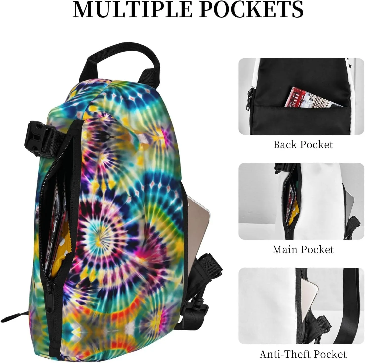 Flower Diamond Paintings Print Lightweight Adjustable Crossbody Backpack Daypack For Men,Women Sling Bag