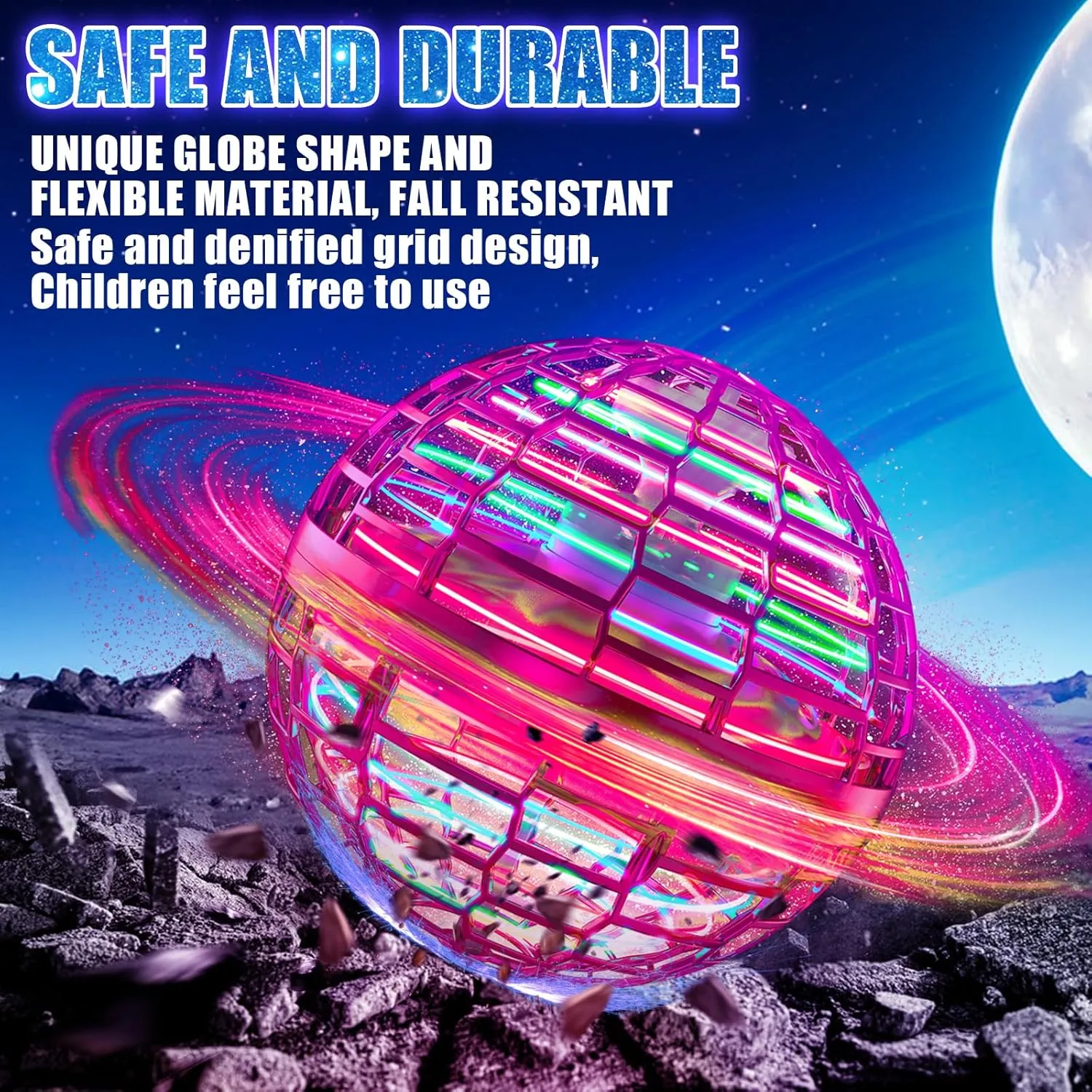 Flying Orb Ball Toy for 6 7 8 9 10 11 12  Years Old Girls Boys Kids Teens, Hover Ball Boomerang Fly Magic Galaxy , Hand Mini Drone Orbit Fidget Spinner, Cool Stuff Christmas Birthday Toy, Red