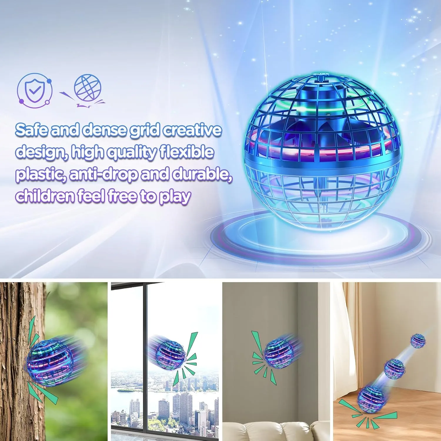 Flying Orb Ball Toys Upgraded Hover Soaring Fly Toy Cosmic Globe Magic Boomerang Fidget Spinner Hand Drone Orbit Cool Toys Gift for 6 7 8 9 10  Year Old Boys Girls Outdoor Indoor (Blue)