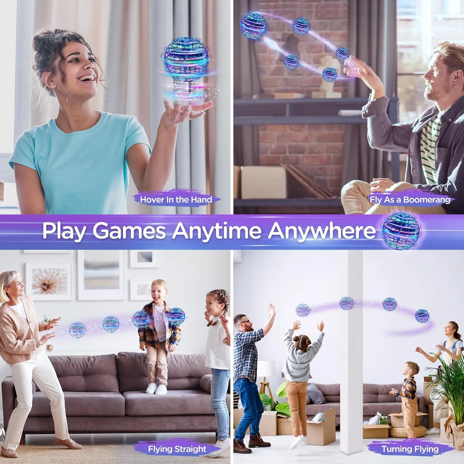Flying Orb Ball Toys Upgraded Hover Soaring Fly Toy Cosmic Globe Magic Boomerang Fidget Spinner Hand Drone Orbit Cool Toys Gift for 6 7 8 9 10  Year Old Boys Girls Outdoor Indoor (Blue)