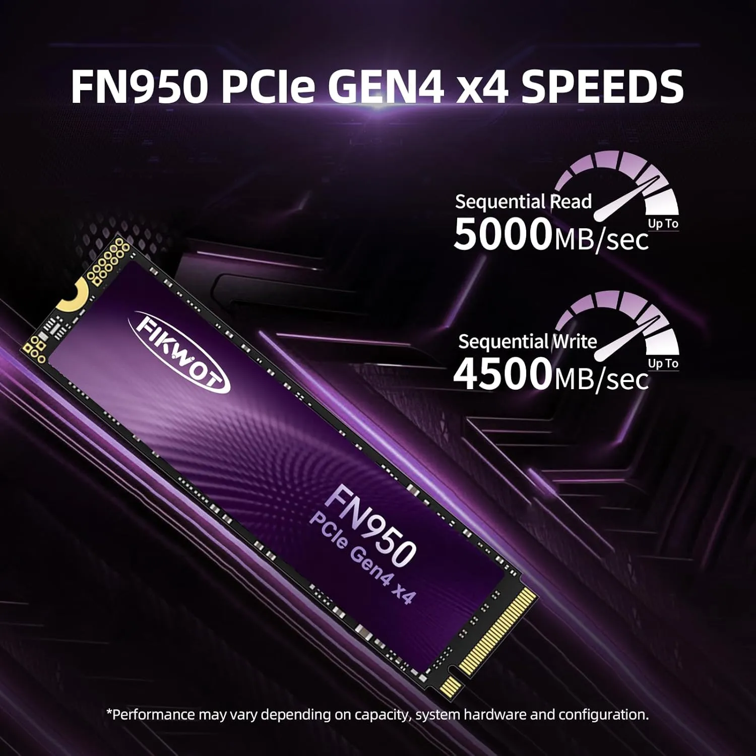 FN950 2TB NVMe SSD M.2 2280 PCIe Gen4x4, Up to 4800MB/s, Internal Solid State Drive, Configure SLC Cache, Storage and Memory Expansion for PS5 Laptop Desktop