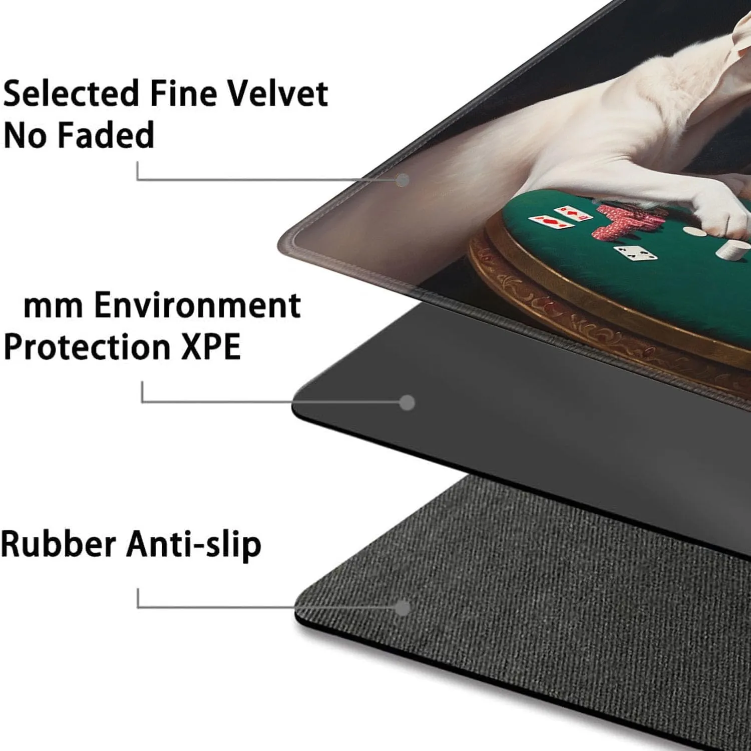 for MTG Playmat   Drawstring Travel Pouch   6 Dice Counter, for Tabletop Trading Card Game Playmats or Large Mouse Pad, Anti-Slip Rubber 24 x 14 in, Dogs Playing Poker for TCG Playmat
